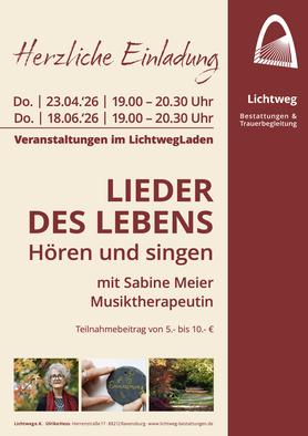 Veranstaltungs-Flyer: Lieder des Lebens