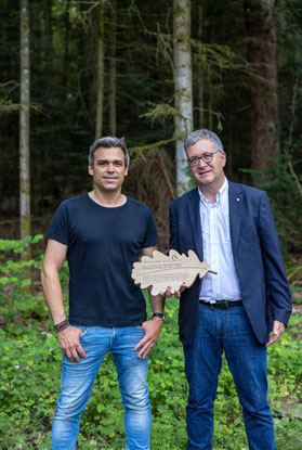 David Vuillemez, Revierförster Val-de-Ruz;  Daniel Geiser, Gemeinderat und Forstvorsteher Gemeinde Val-de-Ruz Foto: proQuercus