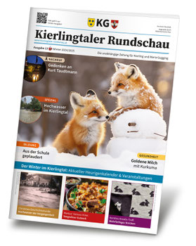 Abbildung der Kierlingtaler Rundschau, Ausgabe 13. Auf dem Titelbild sieht man zwei Füchse im Schnee.
