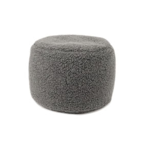 Pouf repose pieds en laine naturelle de mouton gris anthracite