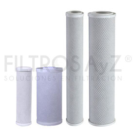 FILTRO CARBON ACTIVADO PARA REMOVER CLORO Y OLORES Y SABORES DE 10 Y 20 PULGADAS