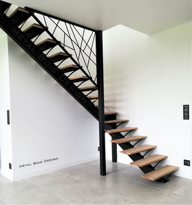 Fabrication d'escalier acier bois sur mesure - Métal Bois Design