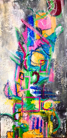"Wolkenkuckusheim" , mixed media, 40x80 cm ,BNR.390