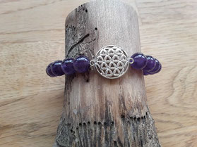 Amethyst Heilstein Armband mit Lebensblume