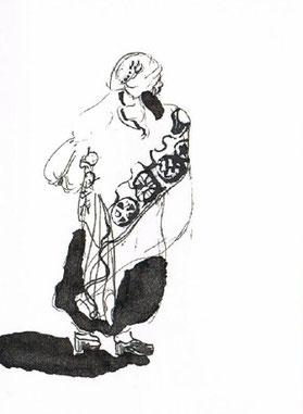 williburg  frau mit schal   A7  tinte