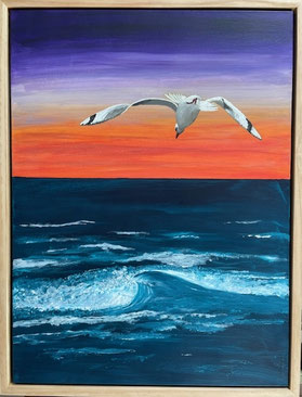 "Seagulls Playground" 50cm x 65cm Acrylic on canvas, pinewood frame $350 (excluding freight)