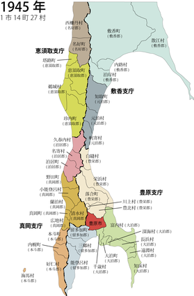 1945年行政区分図（史実）