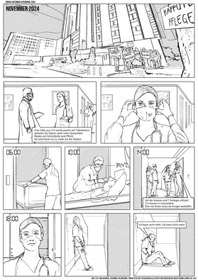 Comicseite mit Dialogen und Infotext