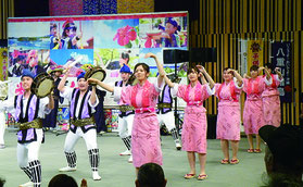 エイサー演舞などで盛り上がった粕壁エイサーまつり2018=埼玉県春日部市(同市提供)