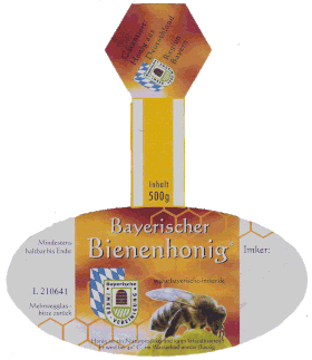 Honigetikett eines Mitglieds der Bayerischen Imkervereinigung (BIV)
