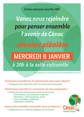 8 janvier 2020, salle culturelle de Cénac. Réunion plénières des sympathisant.es du Collectif Citoyen Cénac !  © Julien Mogan