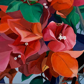 Bougainvillea 50 x 50 cm, Oel auf Leinwand v