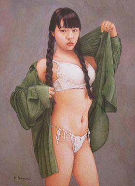 《三つ編みの少女》 アクリル P20