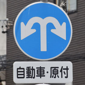 異形矢印標識(指定方向外進行禁止)。岐阜県岐阜市にある。