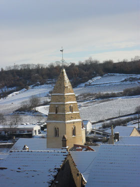 Le clôcher de l'église de Saint-Aubin