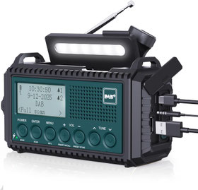 Solar Kurbelradio, AM FM Notradio Batterieradio,700LM LED Taschenlampe & Leseleuchte,Aufladbar Powerbank,USB Handy-Lader,SOS Alarm,Kompass für Notfall Überleben Stromausfälle