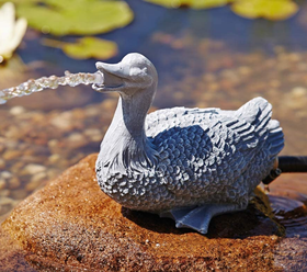 Wasserspeier Ente ausPolyresin Grau