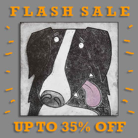 Dog etching print flash sale Lucy Gell