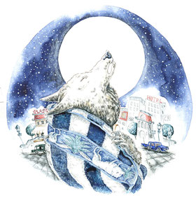 der Wolf heult Aquarell  © Caroline Ronnefeldt
