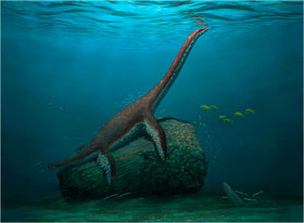 Life reconstruction of Franconiasaurus brevispinus gen. et sp. nov. (artwork by Joschua Knüppe).