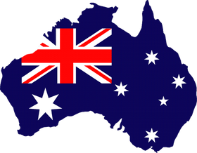 Australien, Flagge + Landkarte