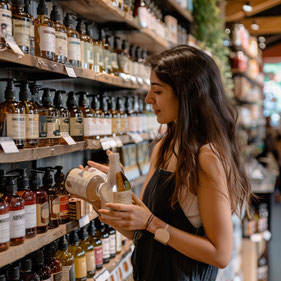 clienta analizando distintos productos segun sus gustos y preferencias