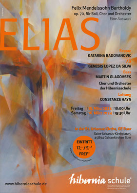  Schulkonzert der Hiberniaschule - Das Oratorium „Elias" von Felix Mendelsohn Bartholdy, op. 70, für Soli, Chor und Orchester / Eine Auswahl  in der St. Urbanus Kirche, GE Buer