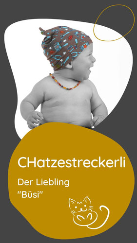 Das Chatzestreckerli für die Kleinen ab Geburt. Mit dieser Mütze zum Wenden ist es ein tolles Geschenk zu Weihnachten oder Geburtstag.