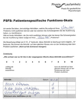 Handschriftliches Ausfüllen