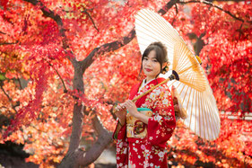 振袖ロケーション前撮り,紅葉ロケ
