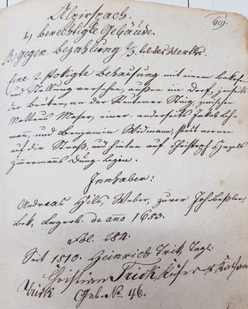 Liste der Bauholz berechtigten Gebäude Alpirsbachs aus dem städt. Archiv