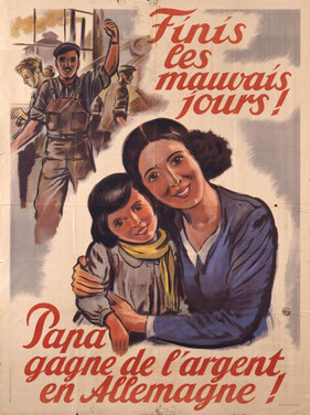 Plakat 1942: Anwerbung französischer Arbeiter für die Wirtschaft im Deutschen Reich