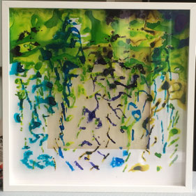 Experimenting with ink on acrylic glass III. 50 cm x 50 cm