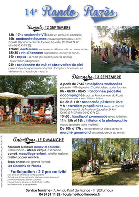 Programme du Rando Razès 2015