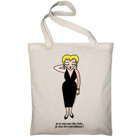 ICONS ICONES MARILYN MONROE ILLUSTRATION SAC TOTE BAG / CREATION ORIGINALE © Stephanie Gerlier / T FOR TIGER