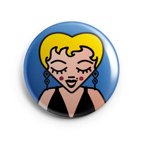 BADGE, MAGNET OU MIROIR DE POCHE "MARILYN"  copyright Stephanie Gerlier 2018 / T FOR TIGER