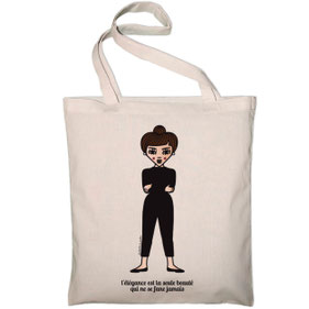 ICONS ICONES AUDREY HEPBURN ILLUSTRATION TOTE BAG / CREATION ORIGINALE © Stephanie Gerlier / T FOR TIGER