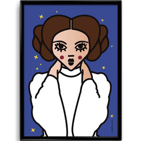 ICONS ICONES PRINCESSE LEIA ILLUSTRATION AFFICHE POSTER ART PRINT / CREATION ORIGINALE © Stephanie Gerlier / T FOR TIGER