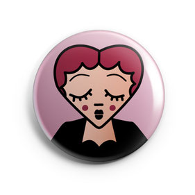 BADGE, MAGNET OU MIROIR DE POCHE "EDITH"  copyright Stephanie Gerlier 2018 / T FOR TIGER