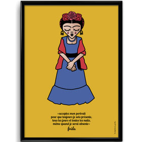 ICONS ICONES FRIDA KAHLO ILLUSTRATION AFFICHE POSTER ART PRINT / CREATION ORIGINALE © Stephanie Gerlier / T FOR TIGER