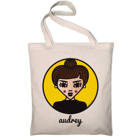 ICONS ICONES AUDREY HEPBURN ILLUSTRATION TOTE BAG / CREATION ORIGINALE © Stephanie Gerlier / T FOR TIGER