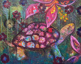 Mixed Media Intuitive Art - Schildkröte der Kuenstlerin Andrea Christiane Spring