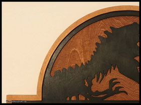 WoodnMetalART Scrollsaw Dekupiersäge Holzlogo Jurassic Park