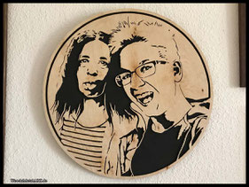 WoodnMetalART Scrollsaw Dekupiersäge Holzportrait Mutter Tochter