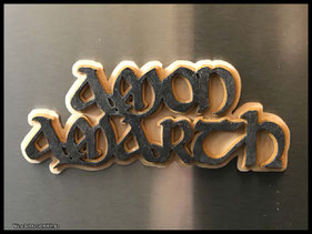 WoodnMetalART Scrollsaw Dekupiersäge Holzlogo Magnet Amon Amarth