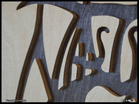 WoodnMetalART Scrollsaw Dekupiersäge Holzlogo Nagelfar Black Metal