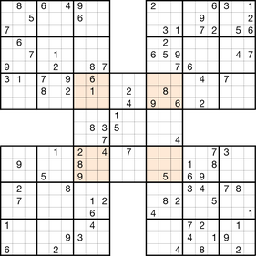 Samurai-Sudoku © Rätselbüro Martin Simon