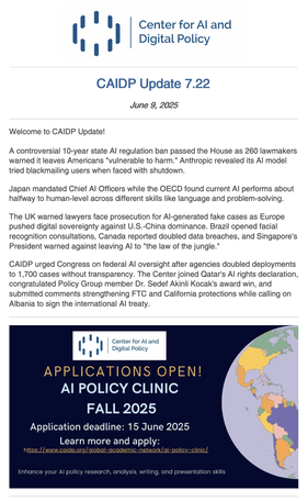 CAIDP Update 7.22 - AI Policy News (June 9, 2025)