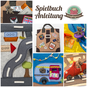 Quiet book Spielbuch aus Filz nähen Teddy auf Reisen
