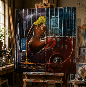 Gefangen sind selten die Körper. Meist sind es unsere Gedanken. Acryl auf Leinwand · 80 × 80 cm